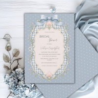Blue Gingham Pink Floral Vintage Bridal Shower