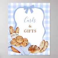 Blue Gingham Plaid Bun in the oven Cards and Gifts