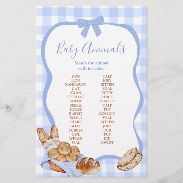 Blue Gingham Plaid Bun in the oven Game Sign (Front)