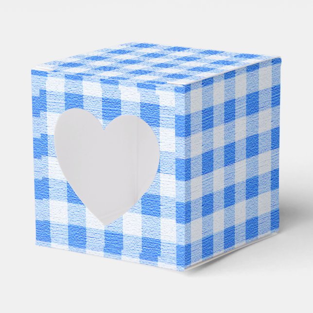 blue gingham plaid favour box (Front Side)
