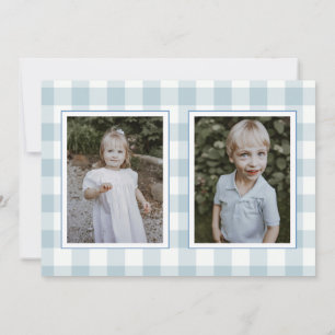 Blue Gingham Plaid Holiday Card