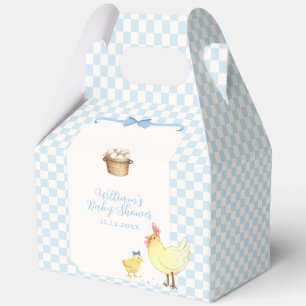 Blue Gingham Preppy Little Chick Boy Baby Shower Favour Box