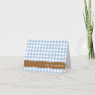 Blue gingham ribbon custom photo thank you card