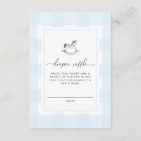Blue Gingham Rocking Horse Diaper Raffle Card