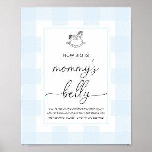 Blue Gingham Rocking Horse How Big Is Her Belly Poster