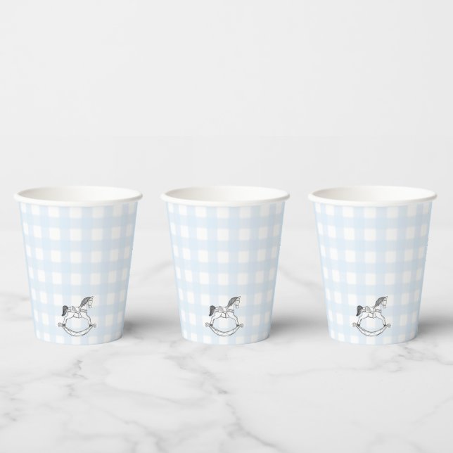 Blue Gingham Rocking Horse Paper cup (Multi)