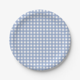Blue Gingham Serenity Blue Paper Plate