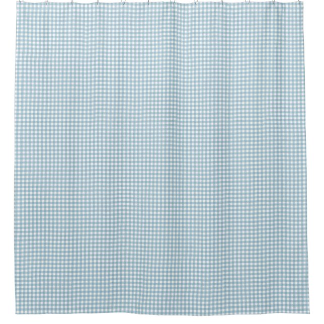 Blue gingham shower curtain (Front)