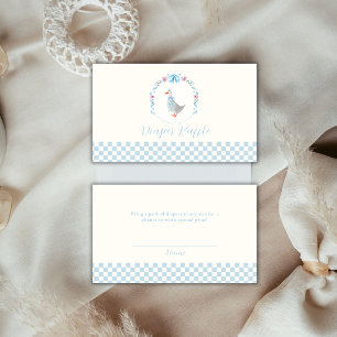 Blue Gingham Silly Goose Diaper Raffle Baby Shower Enclosure Card