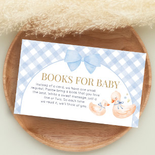 Blue Gingham Silly Goose Shower Books for Baby Enclosure Card