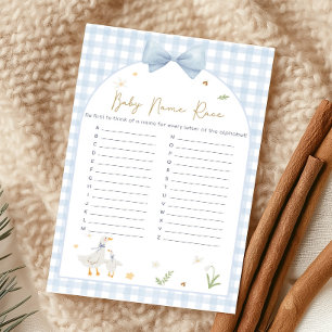 Blue Gingham Silly Goose Shower Name Race Game