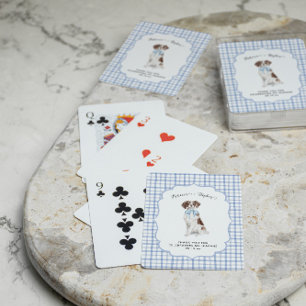 Blue Gingham   Spaniel Dog Illustration Wedding Playing Cards