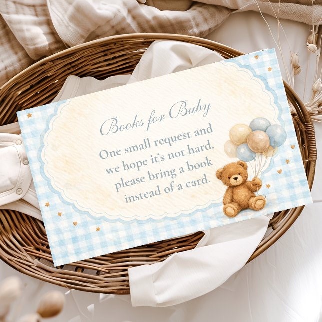 Blue Gingham Teddy Bear Books for Baby Enclosure Card (Creator Uploaded)