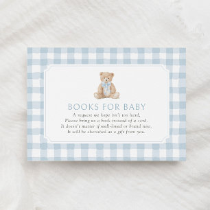 Blue Gingham Teddy Bear Books for Baby Enclosure Card