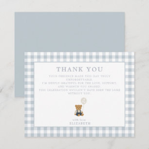 Blue Gingham Teddy Bear thank you card