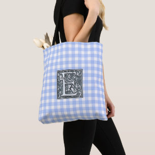blue gingham - tote bag