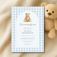 Blue Gingham We Can Bearly Wait Baby Shower