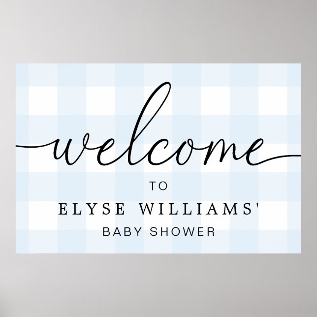Blue Gingham Welcome Sign (Front)