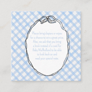 Blue Gingham with Bow Enclosure Card