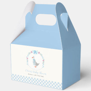 Blue Gingham Woodland Silly Goose Boy Baby Shower Favour Box