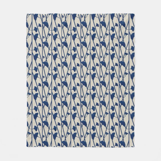 blue ginkgo fleece blanket (Front)