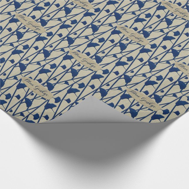 blue ginkgo wrapping paper (Corner)
