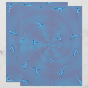 Blue Ginseng Man Scrapbook Paper 2-Sided Page