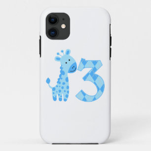 Blue Giraffe 3rd Birthday iPhone 11 Case