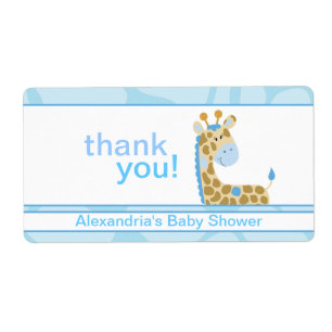 Blue Giraffe Customised Large Water Bottle Sticker