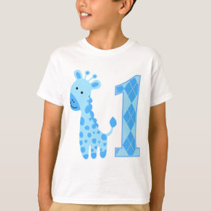 Blue Giraffe First Birthday T-Shirt