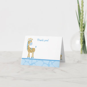 Blue Giraffe Folded Thank you Note Card