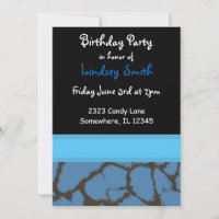 Blue Giraffe Fur Pattern Birthday Invitation