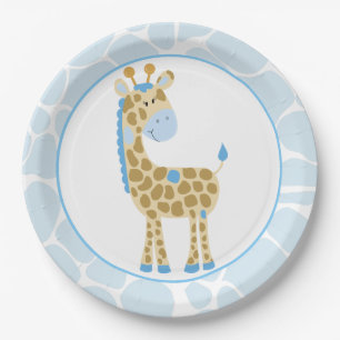 Blue Giraffe Paper Plates