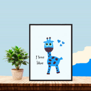 Blue giraffe poster