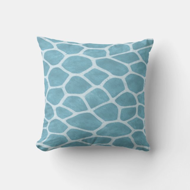 Blue Giraffe Print Throw Pillow (Front)