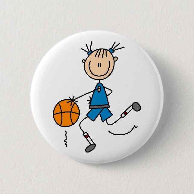 Blue Girl Basketball Player T shirts and Gifts 6 Cm Round Badge (Front)