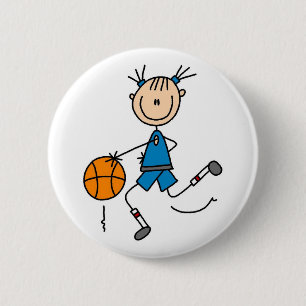 Blue Girl Basketball Player T shirts and Gifts 6 Cm Round Badge