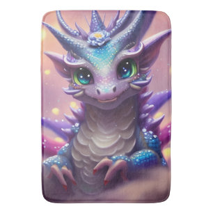 Blue Girl Dragon Bath Mat
