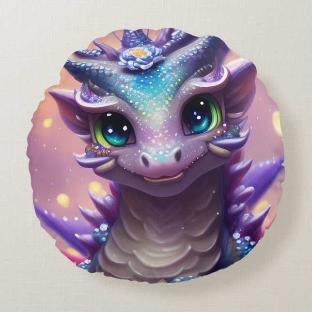 Blue Girl Dragon   Round Cushion (Front)