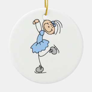 Blue Girl Figure Skater T-shirts and Gifts Ceramic Tree Decoration