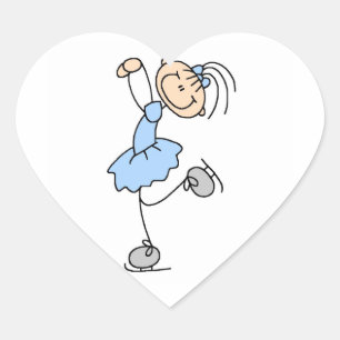 Blue Girl Figure Skater T-shirts and Gifts Heart Sticker