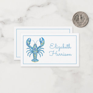 Blue Girly Floral Lobster Personalised Card