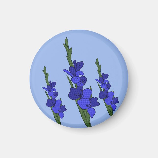 Blue gladiole magnet (Front)