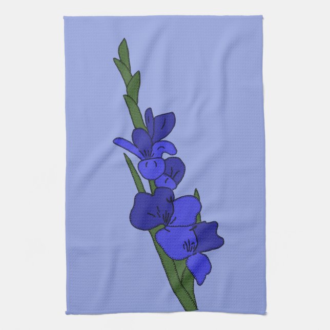 Blue gladiole tea towel (Vertical)