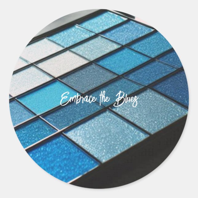 Blue Glam Eye Shadow Drama  Classic Round Sticker (Front)