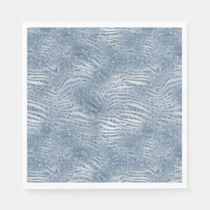Blue Glam Glitter Zebra Print Napkin
