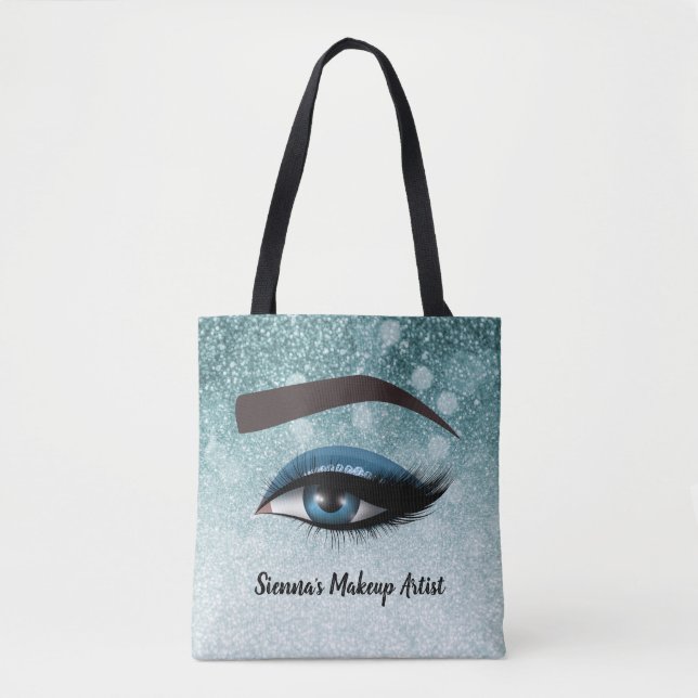 Blue glam lashes eyes | makeup artist tote bag (Front)