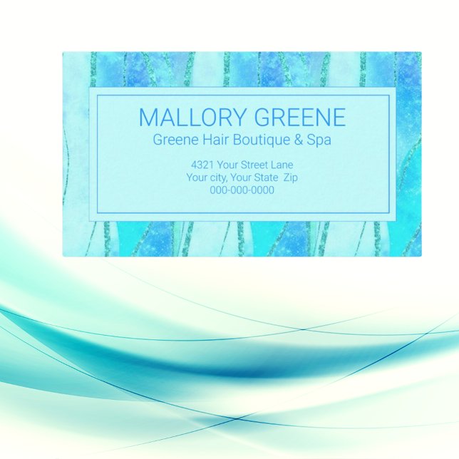 Blue Glam Style Luxury Beauty Salon Design Business Card (Creator Uploaded)