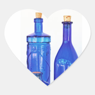 Blue Glass Bottles Heart Sticker
