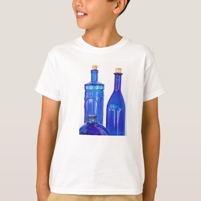 Blue Glass Bottles T-Shirt (Front)